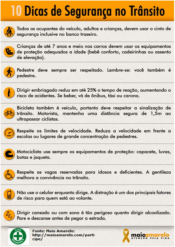10 Dicas de Segurança no trânsito