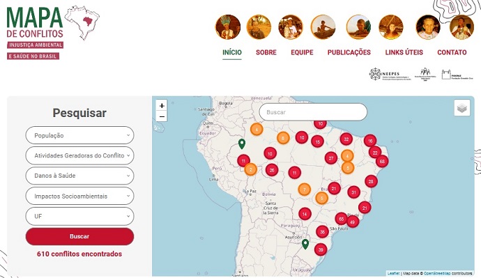 Mapa de conflitos envolvendo injustiça ambiental e saúde no Brasil 